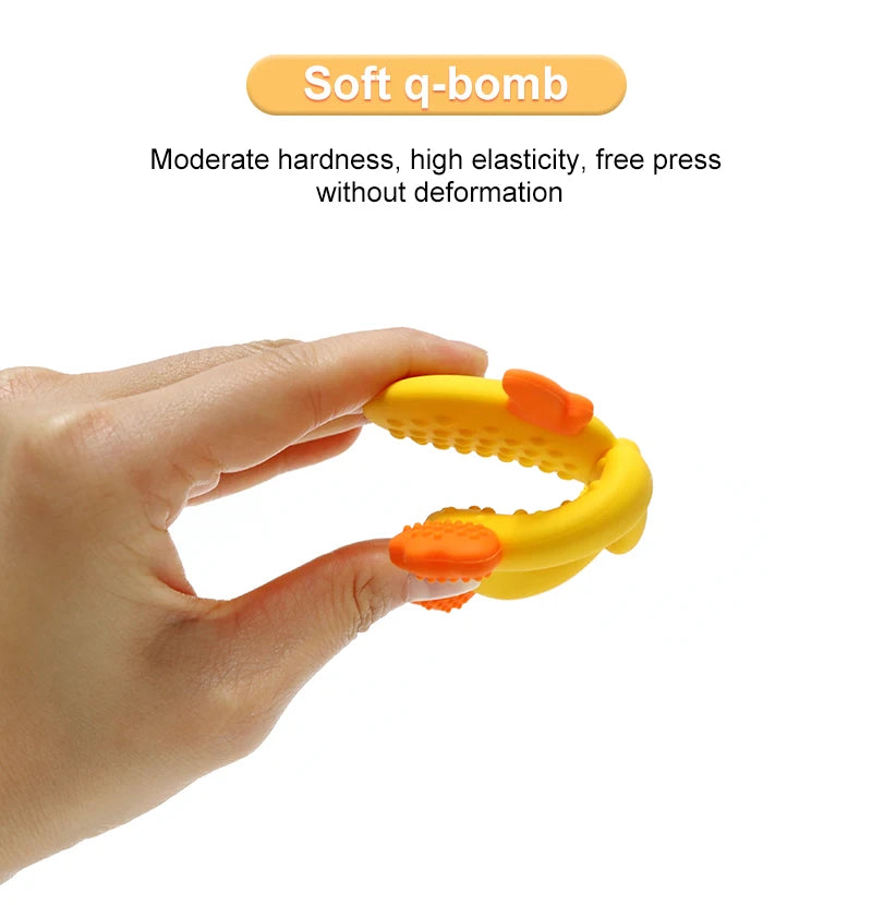 2025 Baby Duck Shape Teether Cartoon Swimming Duck Silicone Teether Baby Toy Teething Accessories