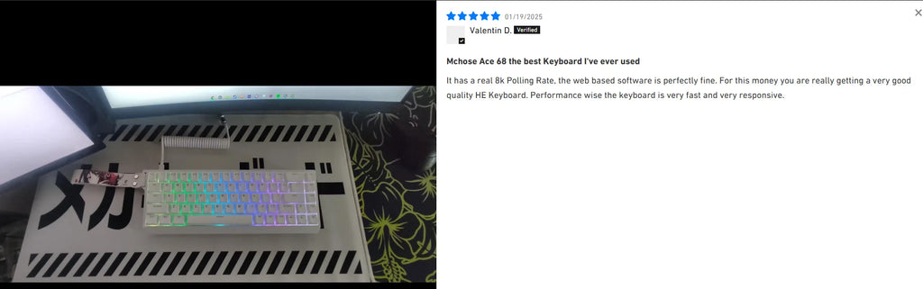 MCHOSE ACE68 Magnetic Keyboard Wired Mechanical Gaming 0.01mm RapidTrigg 8000Hz SOCD/Rs 0.125ms 128K Sampling Rate for Logitech