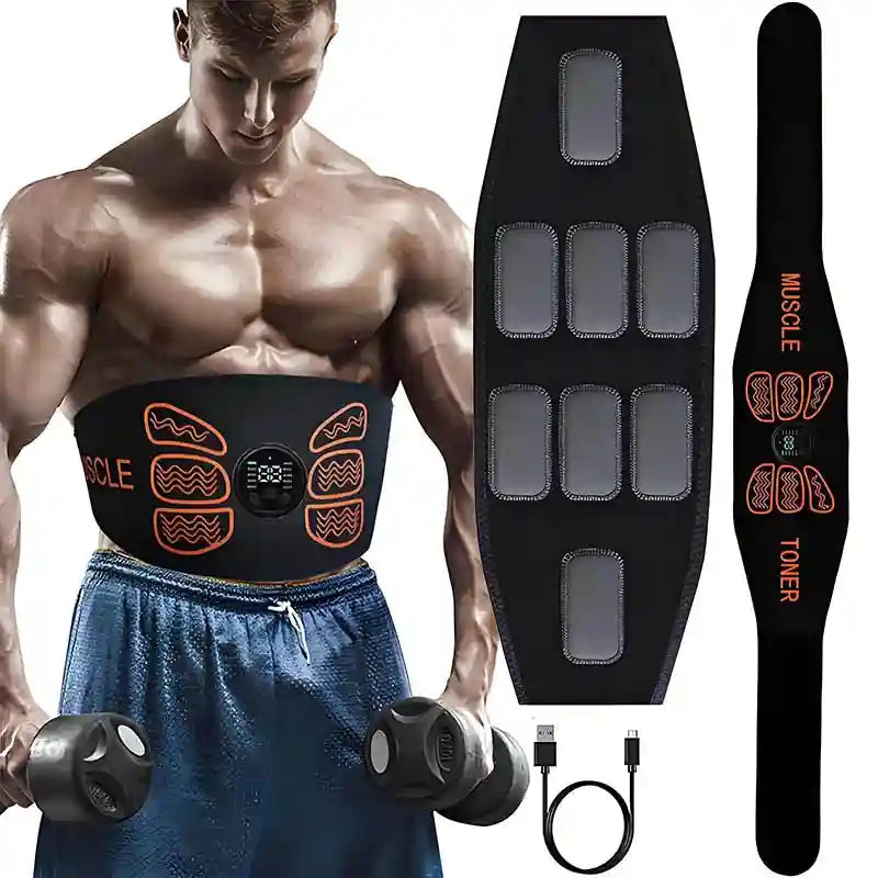 EMS Abdominal Muscle Toner Belt - Rechargeable Core Trainer by Tidesmit Back Massage Instrument Tidesmit