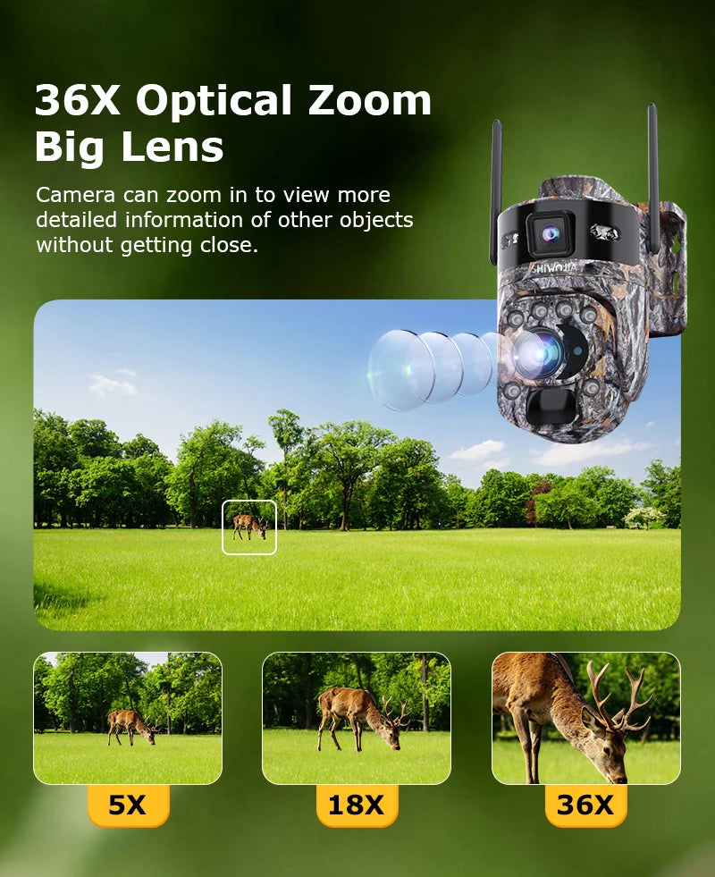 SHIWOJIA 60X 10MP AOV+PIR Outdoor Surveillance Camera WIFI/4G SIM Ai Tracking Human Detection Dual Screen CCtv Security Cam