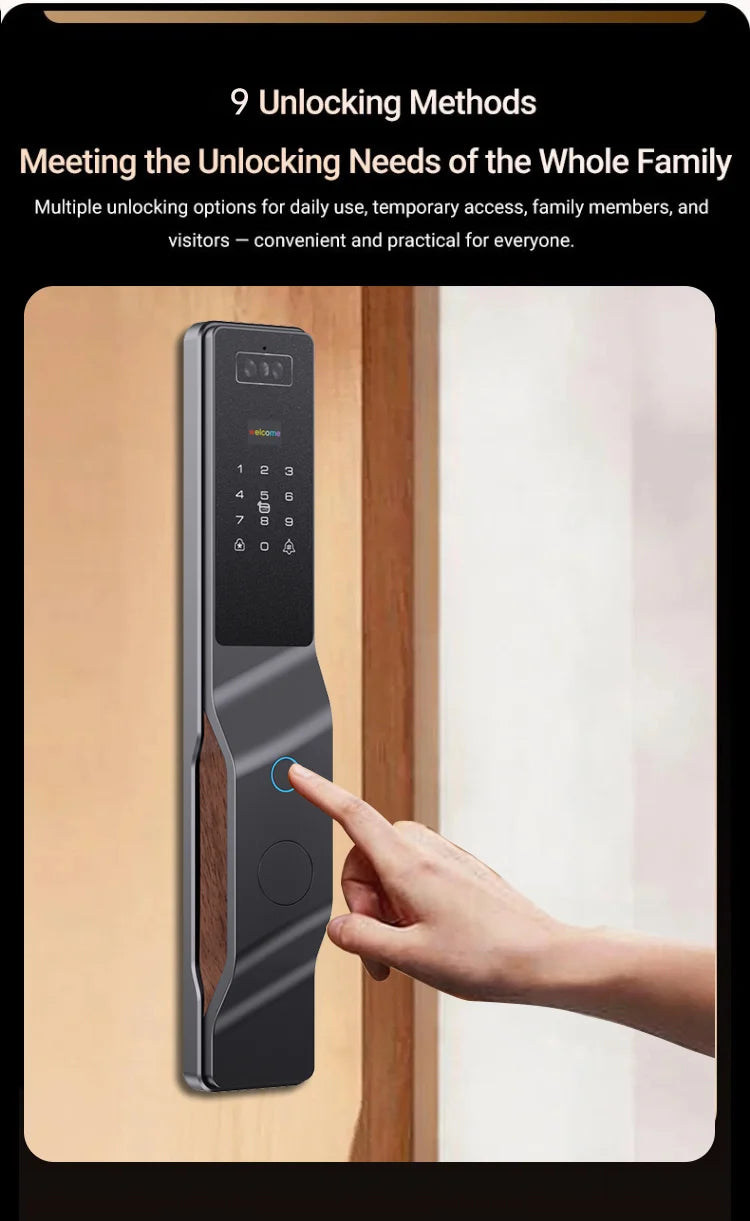 Wishome APP 3D Face Recognition Smart Lock with Camera, Video Call, and Voice Intercom Functions