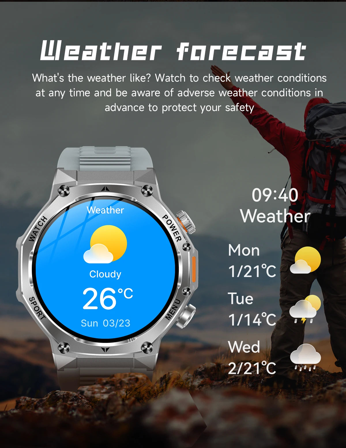 YLL-AK82 Outdoor Sport for Smart Watch Fitness Tracker Sleep Tracker IP67 Waterproof AMOLED Screen Heart Rate Monitor