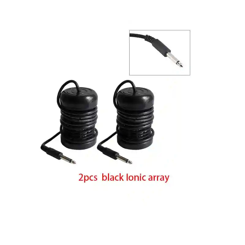2pcs black ionic detox foot spa array with standard plug for ion cleanse bath machine health and wellness treatment.