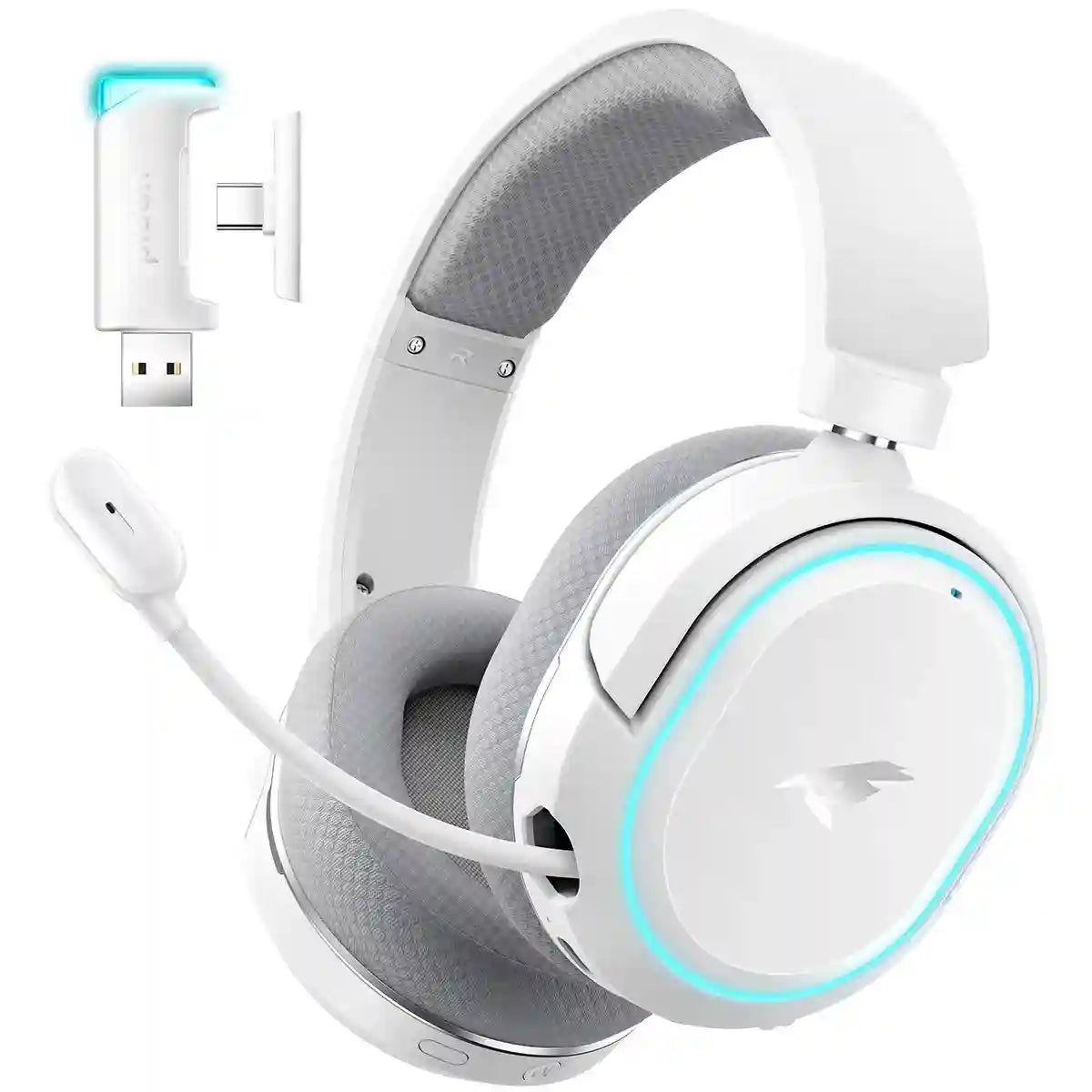 Wireless Gaming Headset: 2.4GHz Low Latency Over-Ear Headphones White Tidesmit