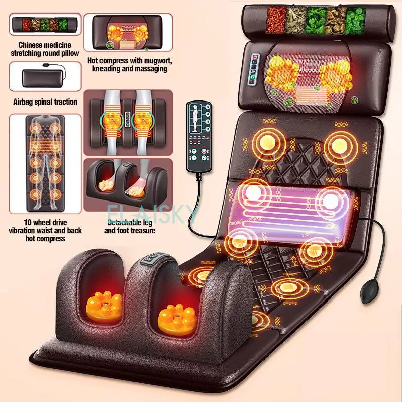 Electric Massage Mattress with Heat Therapy for Full Body Relief Massage Chairs Brown Tidesmit