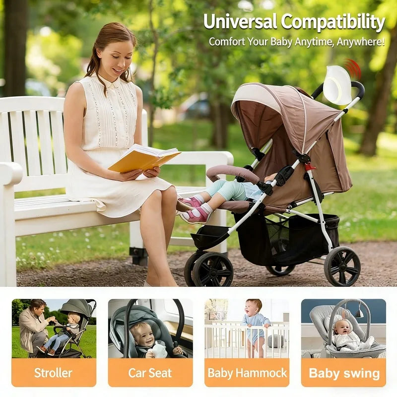Baby Stroller Rocker Calming Device Wireless Bluetooth Speaker Sleep Aid Vibrating With Soothing Music White Noise Sound