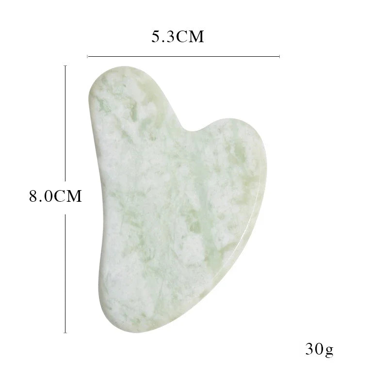 Jade Gua Sha Heart Massage Stone | Tidesmit Premium Facial Tool Back Massage Instrument white green Tidesmit