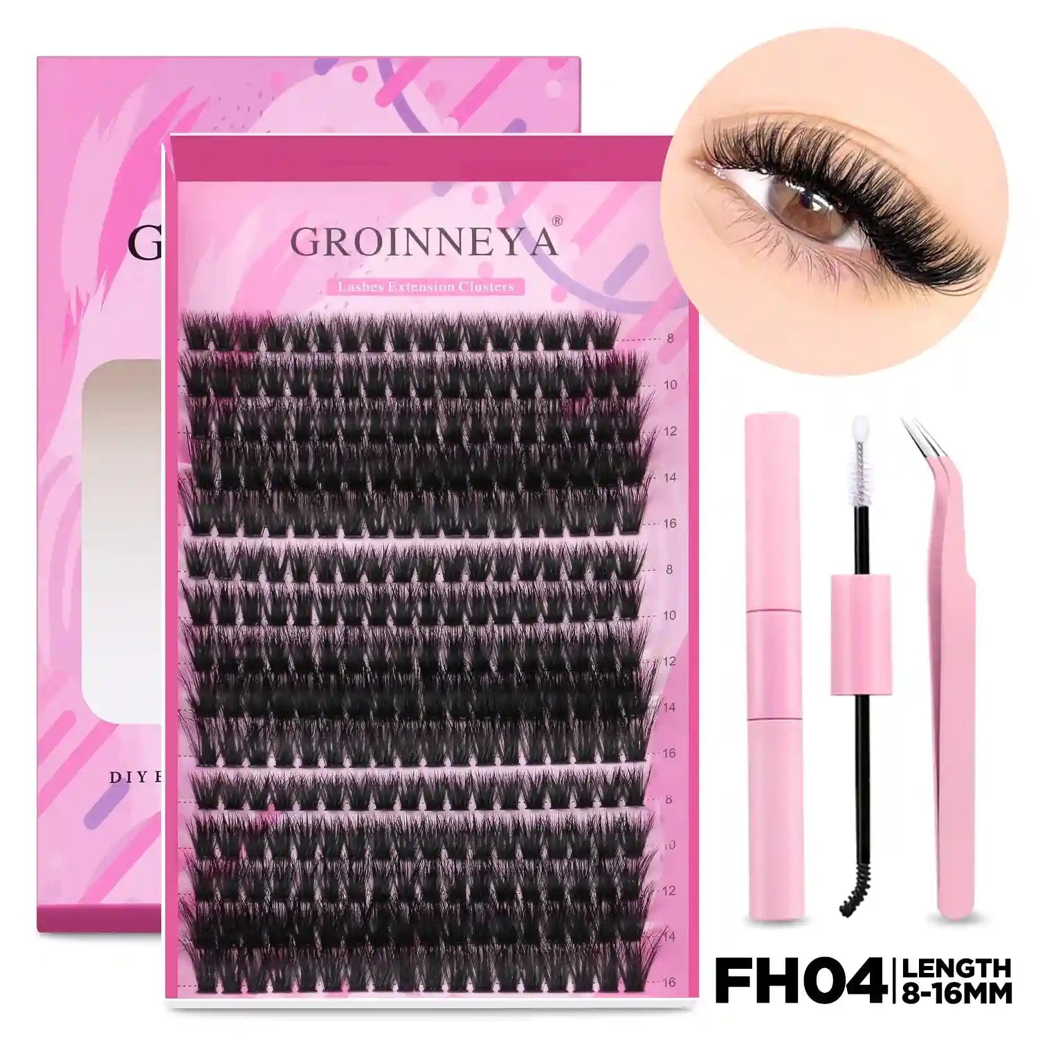 DIY Lash Extension Kit with Bond and Seal - Pro Cluster Set Lip Care Lash Set-FH04 Tidesmit