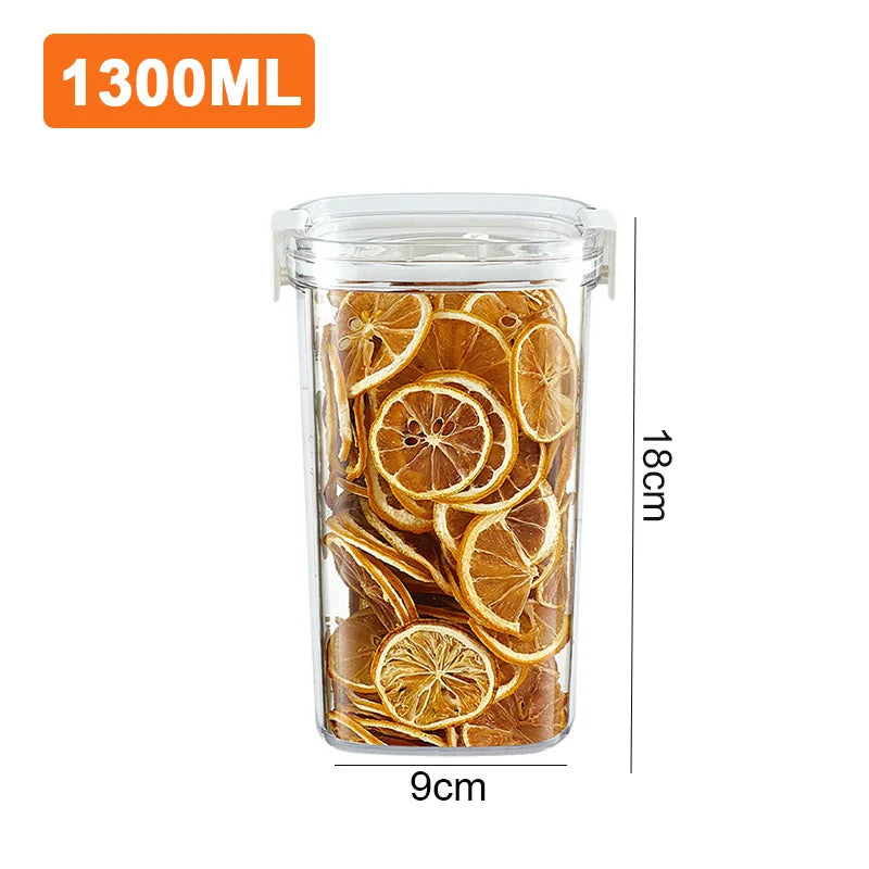 1300 mL vacuum-seal container, clear jar with lid; shown with dried citrus slices