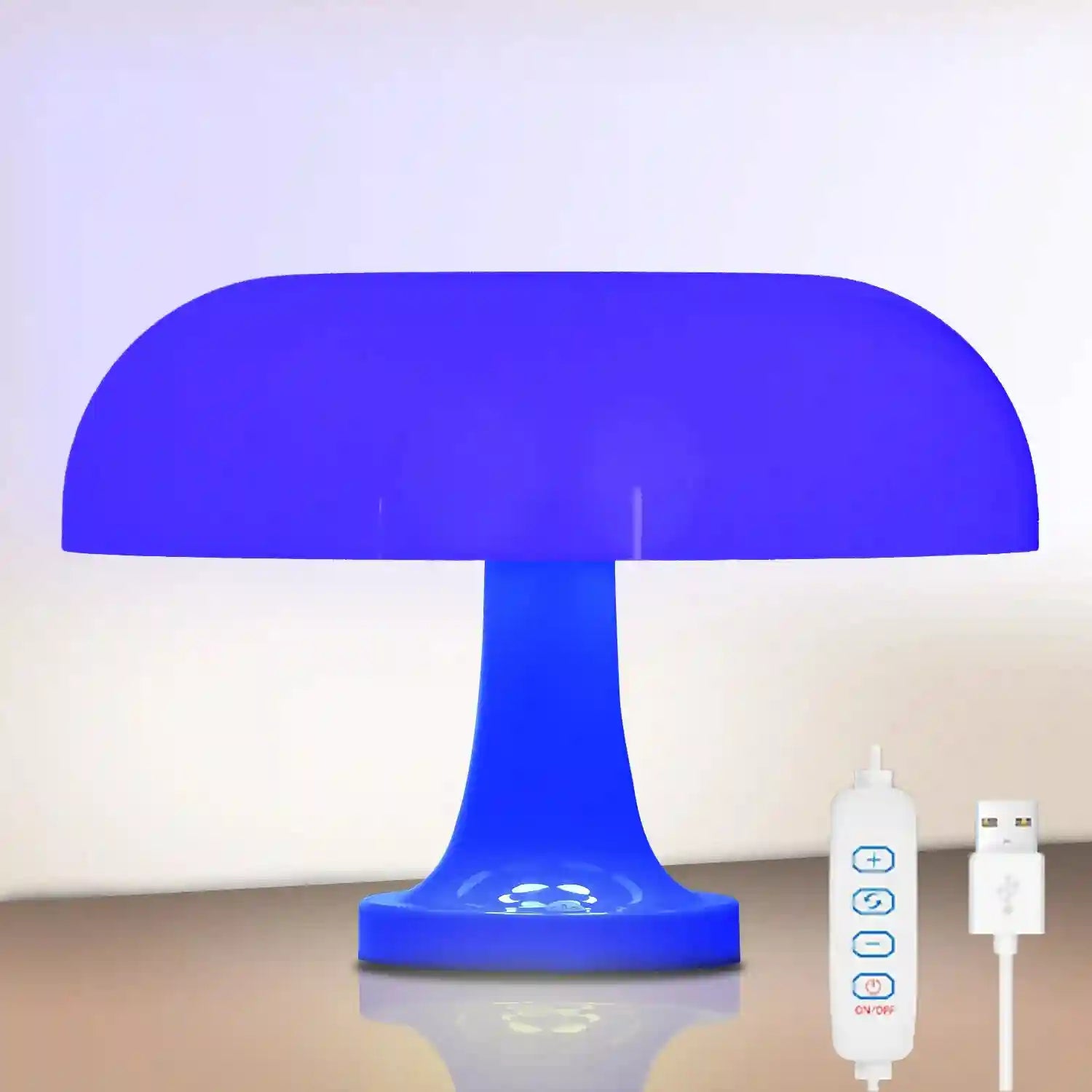 Mushroom Table Lamp - Bauhaus Bedside LED Light, 25cm Adjustable Desk Lamp blueusb plug 28cm Tidesmit