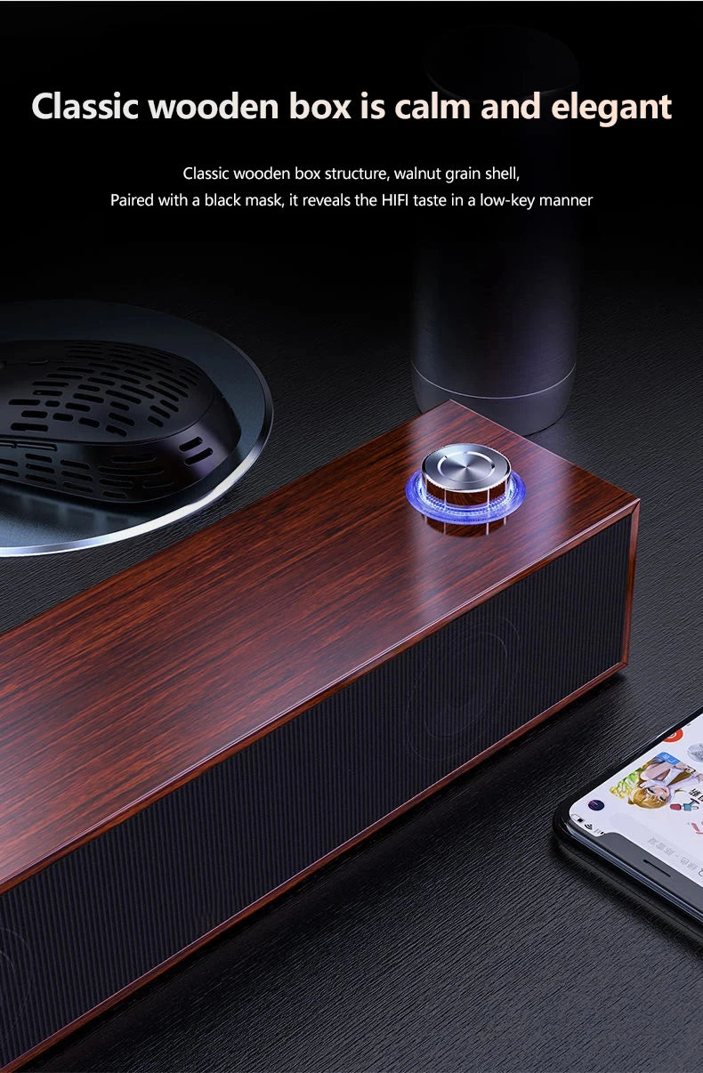 Wooden Computer Speaker with Subwoofer Bass - HiFi Audio System Tidesmit