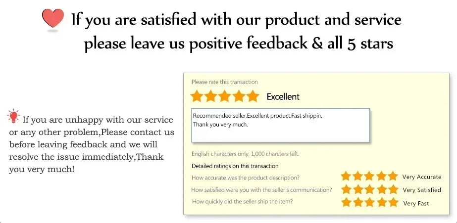 Customer feedback template for coffee or tea maker online shop with five-star rating request and resolution guide.