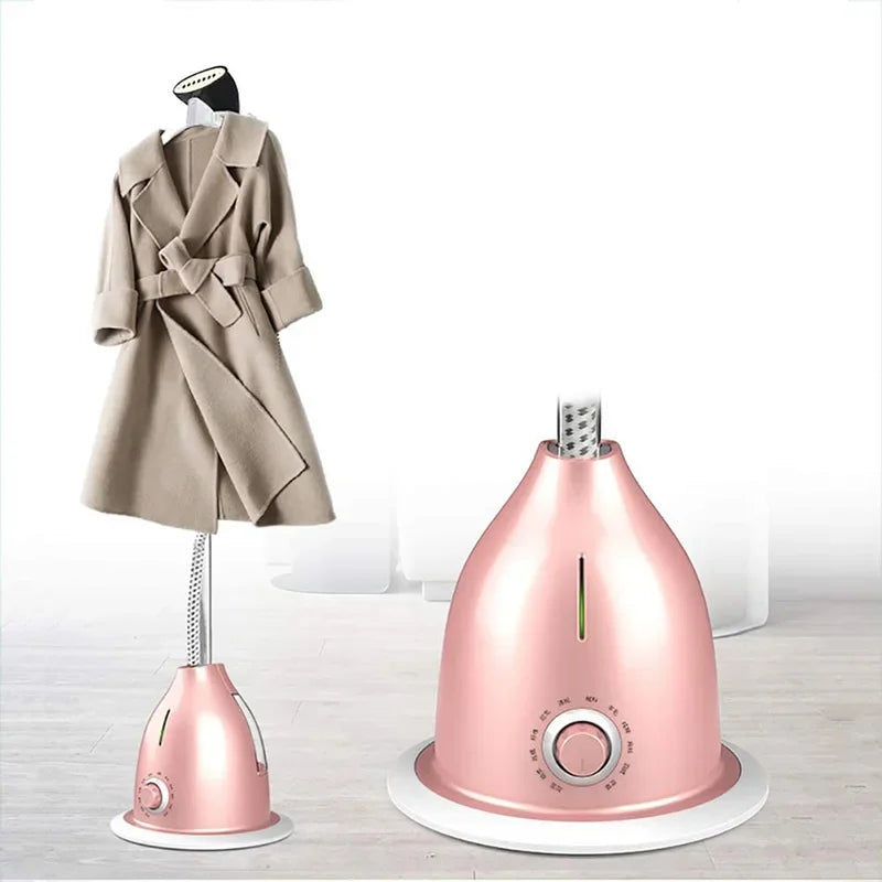 Tidesmit 2000W garment steamer showing fabric brush attachment and vertical hanging steam function for laundry care