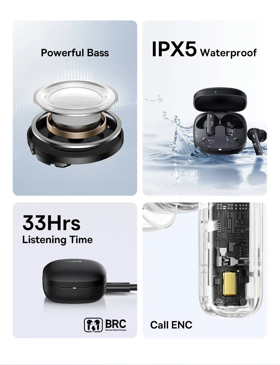 Tidesmit Wireless Earbuds with Deep Bass - 33Hr Playtime IPX5 Tidesmit