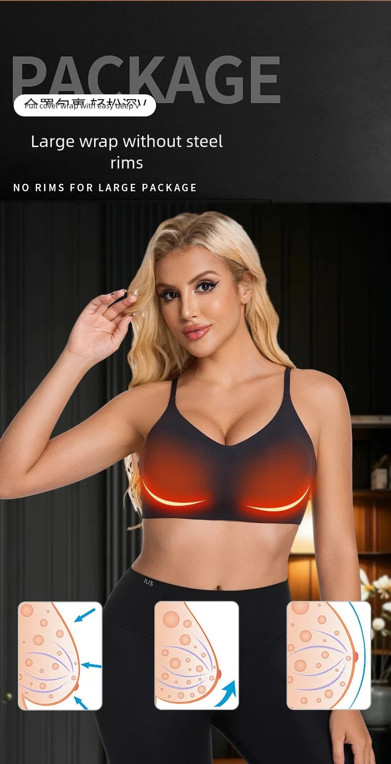 Electric Breast Massager Bra with 6 Vibration Heads - Black Relaxation Treatment Tidesmit