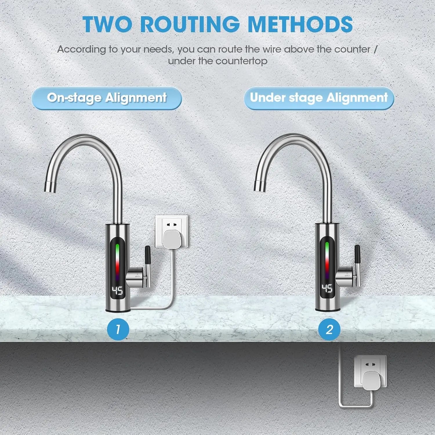 3000W Electric Instant Hot Water Tap Electric Kitchen Water Heater with 360° Rotating Heating Tap for Bathroom Kitchen