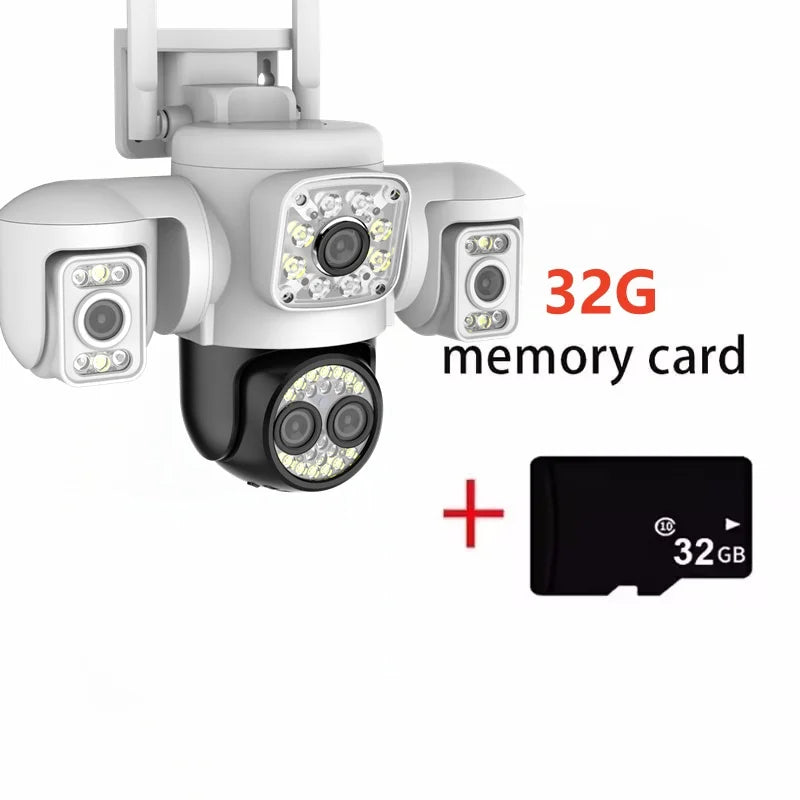 20MP Outdoors Wifi Camera 10K HD Three Screens Security PTZ IP Camera 10X Digital Zoom Lens Human AI Auto Detect Tracking Camera