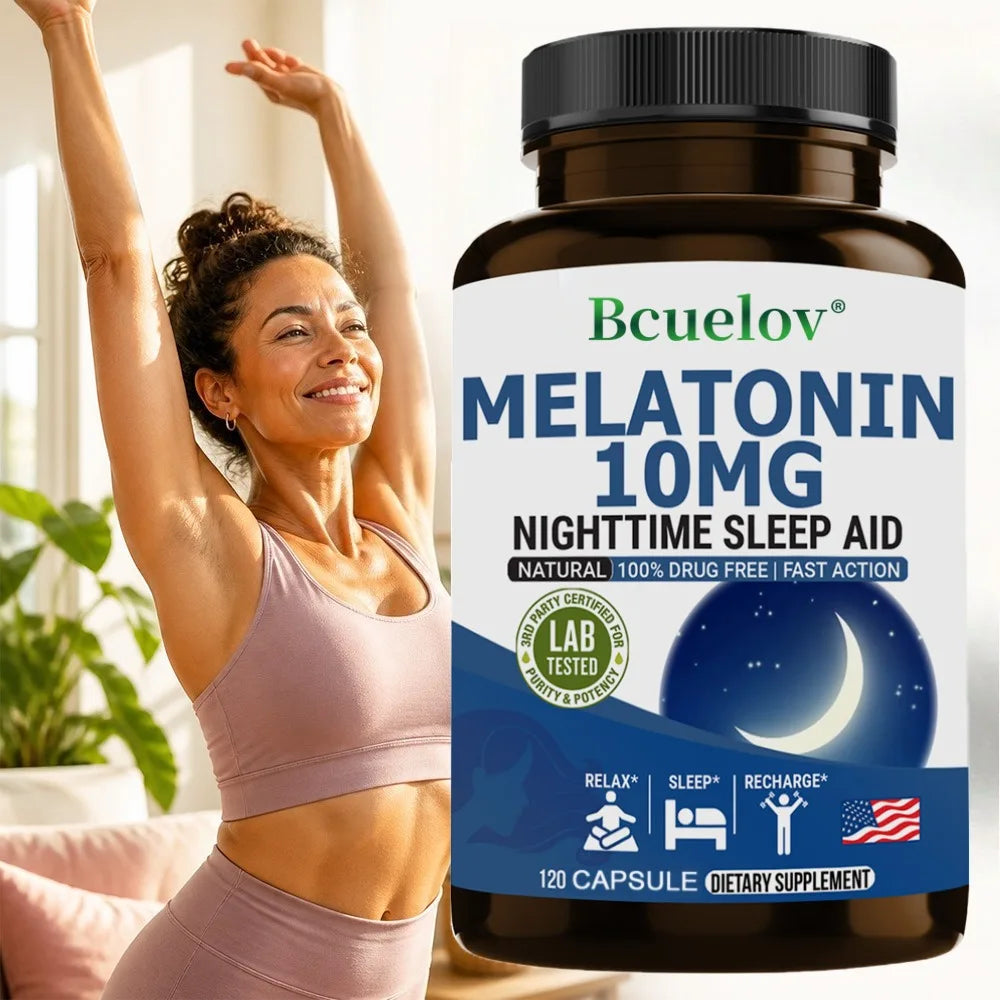 Super Melatonin Capsules 10 Mg - Fall Asleep Naturally, Fight Insomnia, Boost Immunity, Improve Sleep Quality