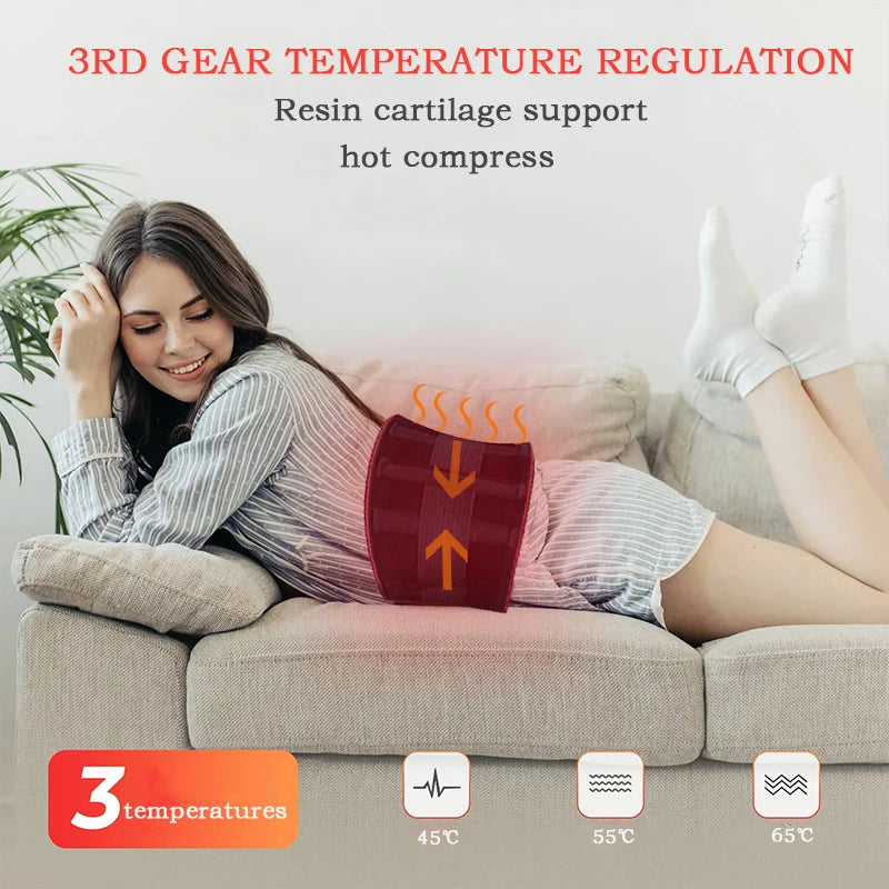 Heated Back Support Belt: Adjustable Lumbar Brace for Stress Relief Relaxation Treatment Tidesmit