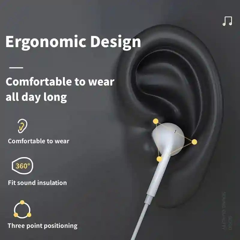 USB-C Wired Earphones with HD Microphone for Samsung Galaxy S25 S24 Tidesmit