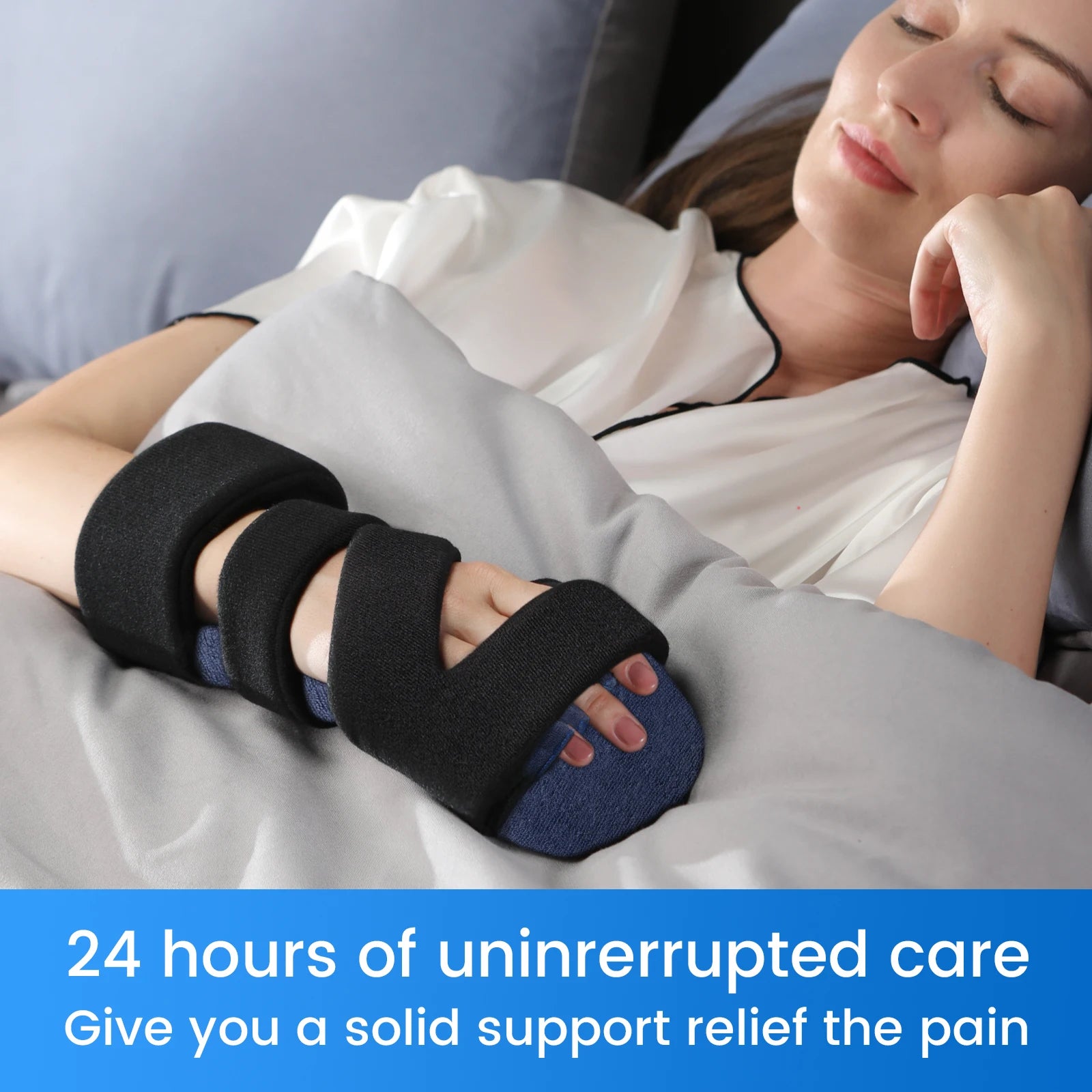 VELPEAU Hand Splint Adjustable for Carpal Tunnel Syndrome, Sprain and Arthritis, Wrist Brace Immobilizer Fixs Finger in Stroke