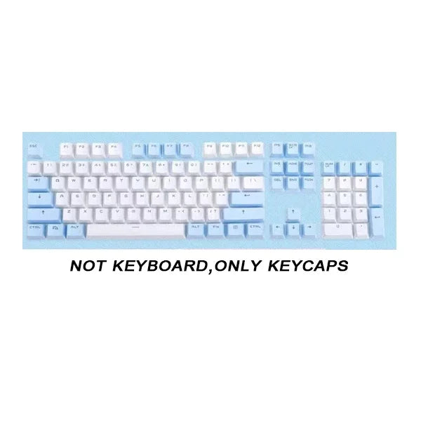 104 Key OEM Backlit Keycaps Set ABS Keycaps Double Shot Cyan White Key Caps for Mx Cherry Gateron Switch Mechanical Keyboard Kit