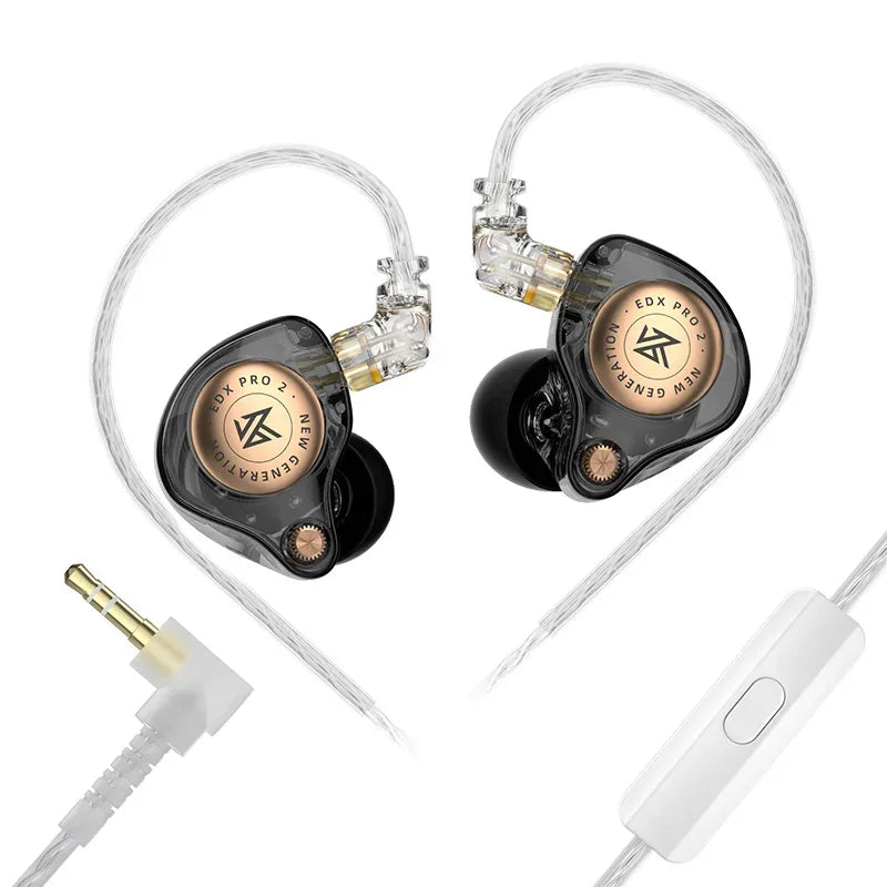 KZ EDX Pro 2 Hi-Fi Wired Earphones Dynamic Dual Drivers | Tidesmit Black MIC 3.5MM Tidesmit