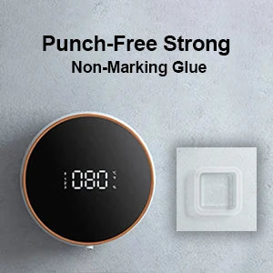 Tidesmit automatic touchless foaming soap dispenser mounted on wall featuring LED temperature display for bathroom