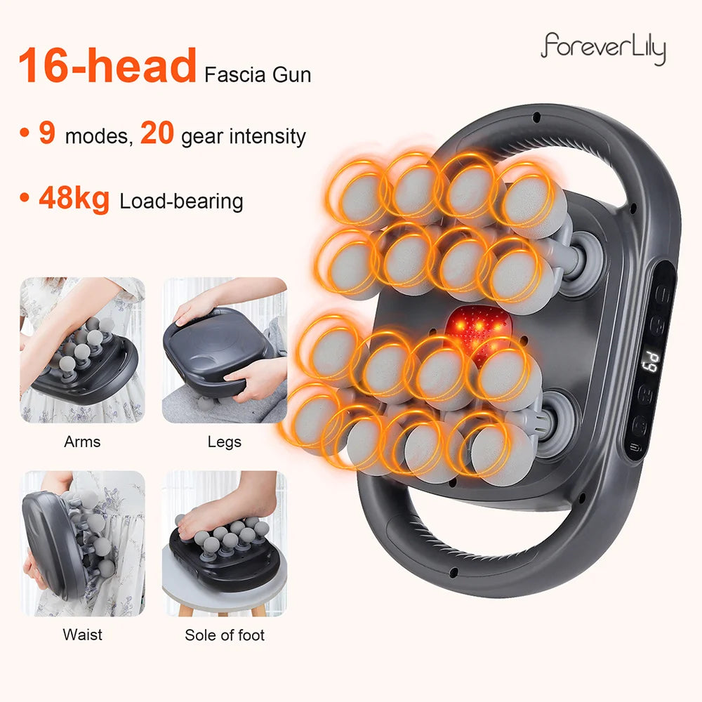Deep Tissue Massage Gun - 16-Head Portable Electric Massager Body Shaping Massage Equipment Tidesmit
