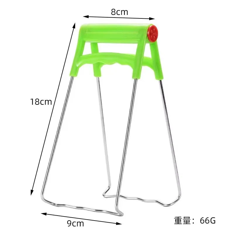Green silicone-topped air fryer rack with chrome legs and lifting handles