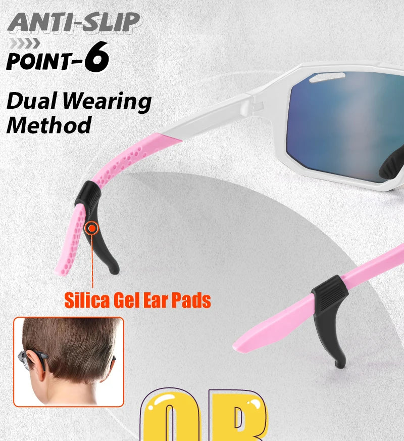 Kapvoe UV400 Polarized Outdoor Bike Cycling Child Sunglasses Teenagers Bicycle Cycling Glasses Sports Boys Girls Goggles Sale