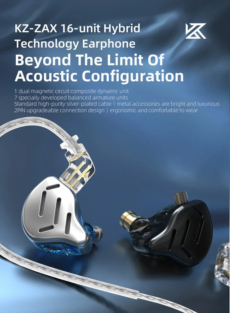 KZ ZAX 16-Driver Hybrid HiFi In-Ear Monitors by Tidesmit Tidesmit
