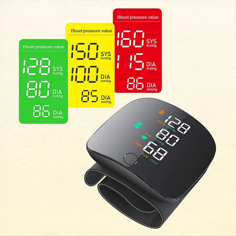 Medical Digital Wrist Blood Pressure Monitor Heart Rate Pulse Meter Measure Sphygmomanometer PR LCD Screen Portable Health Care