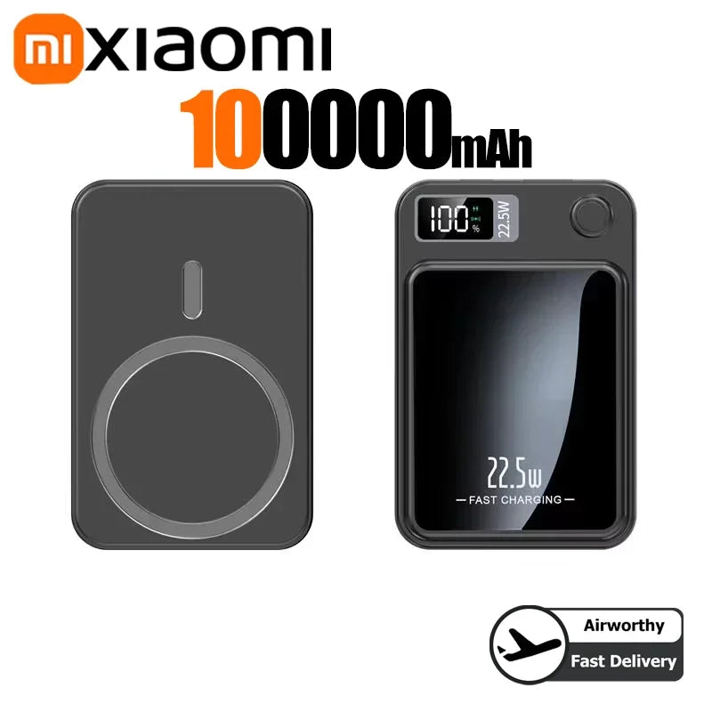 Tidesmit Magnetic Portable Charger - High Capacity Fast Power Bank Black 100000mAH Tidesmit