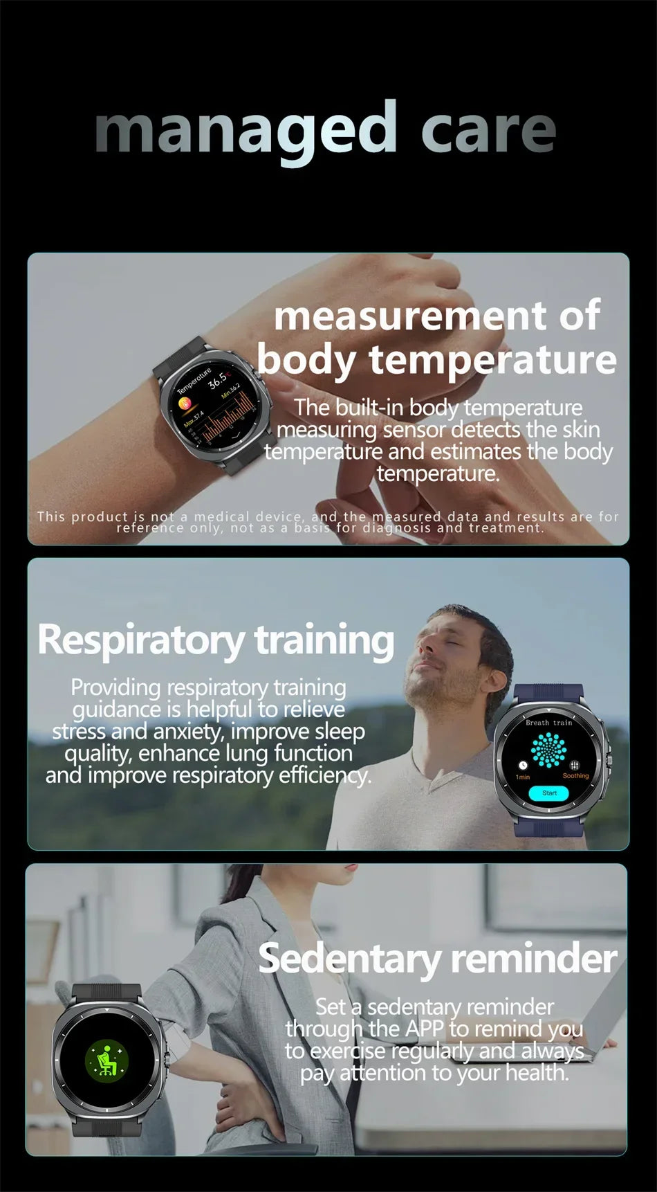 New AI Diagnosis Smart Watch Men, Air Pump Airbag Accurate Measure Blood Pressuer ECG Uric Acid Lipid Smartwatches For XIAOMI