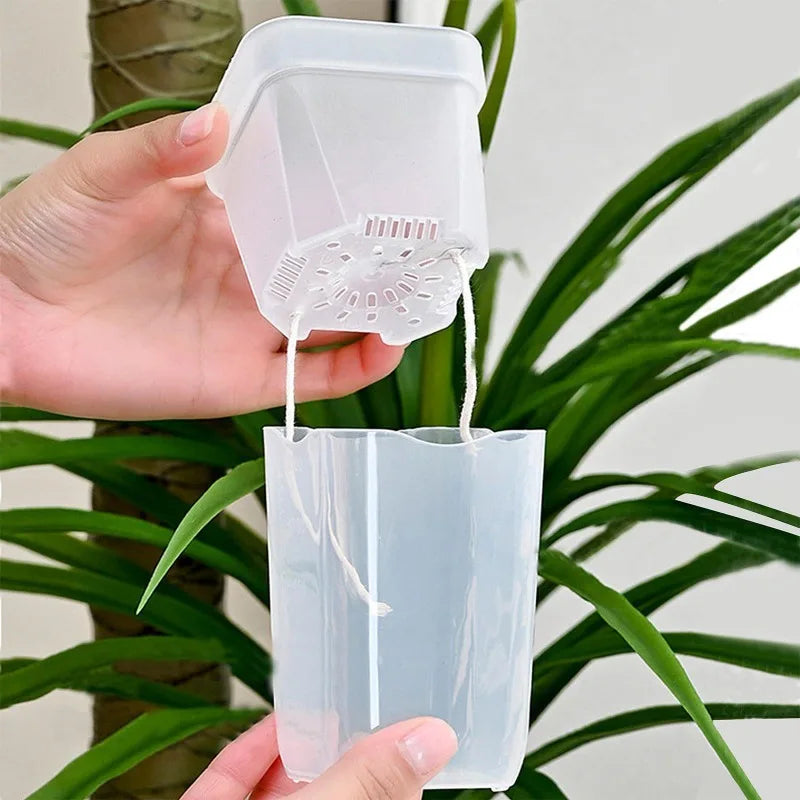 Double Layer Self Watering Planter Drainage Holes Flower Plant Pot Clear Seedling Propagation Container Desktop Garden Supplies