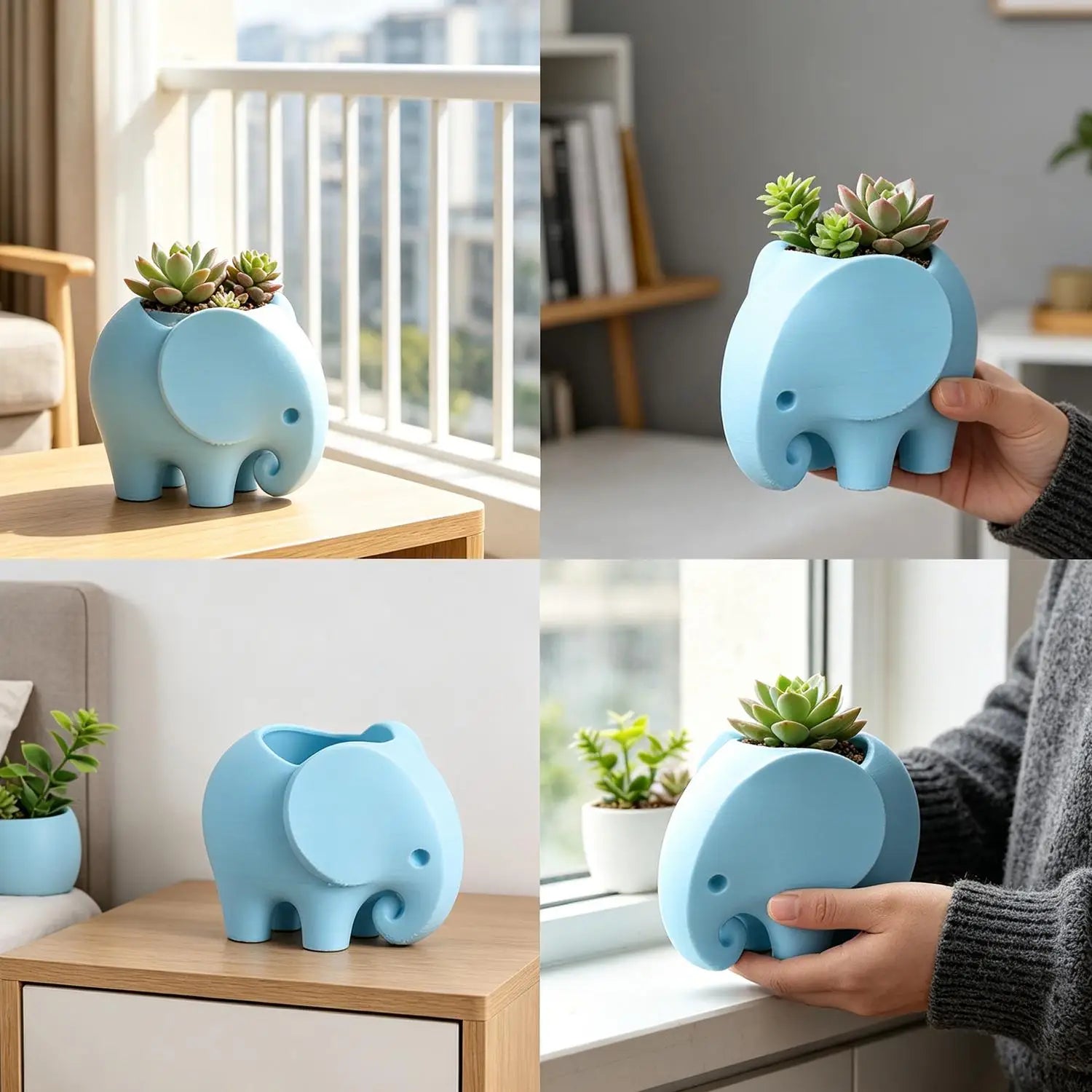 Elephant Shape Succulent Flower Pot Minimalist Practical Ceramic Flowerpot Cute Handmade Plant Pot Gifts Gardening Supplies