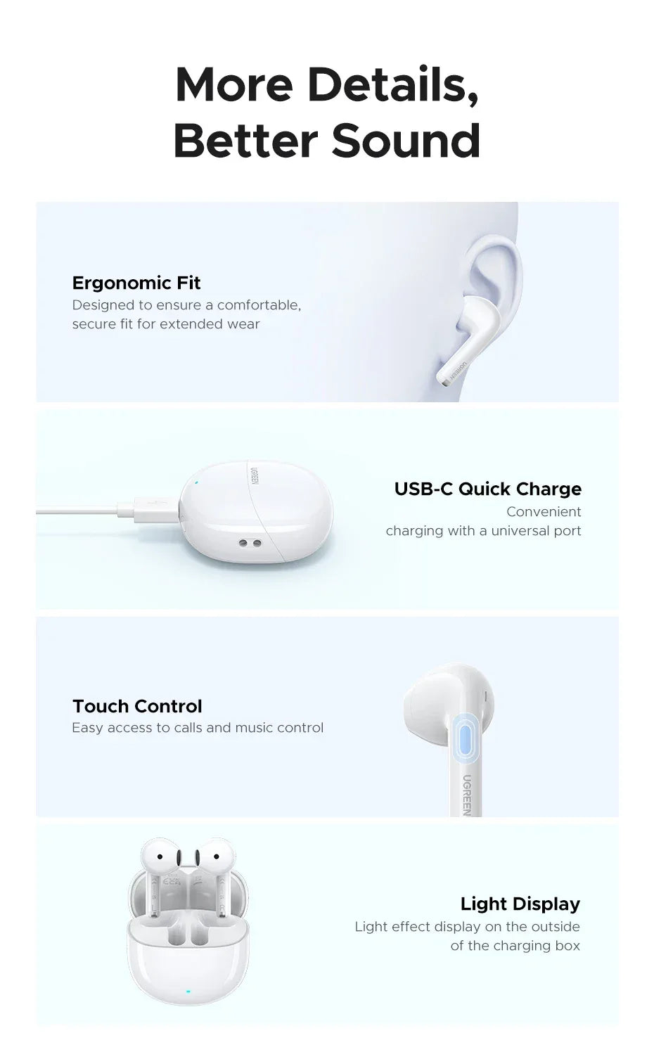 Wireless Bluetooth Earbuds, 35H Playtime ANC In-Ear | Tidesmit Tidesmit