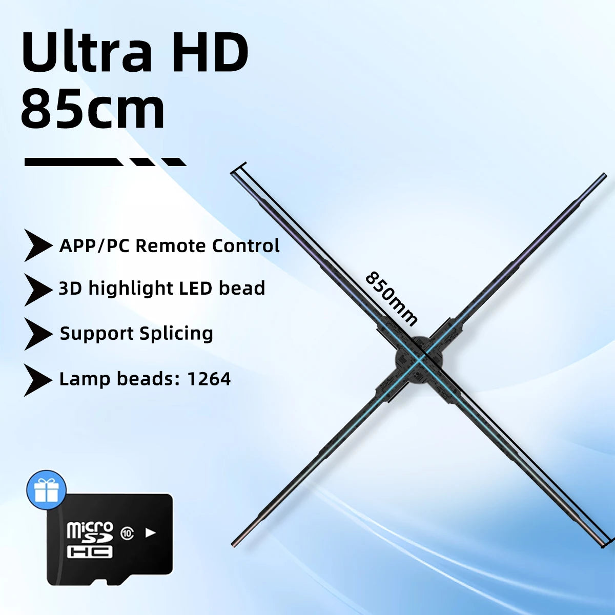 3D LED hologram projector fan, Ultra HD 85cm frame with remote control