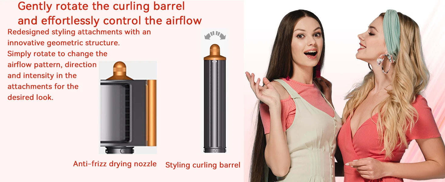 SenCiciMen 6-in-1 multi hair styler with rotatable curling barrel and anti-frizz drying nozzle for professional styling.