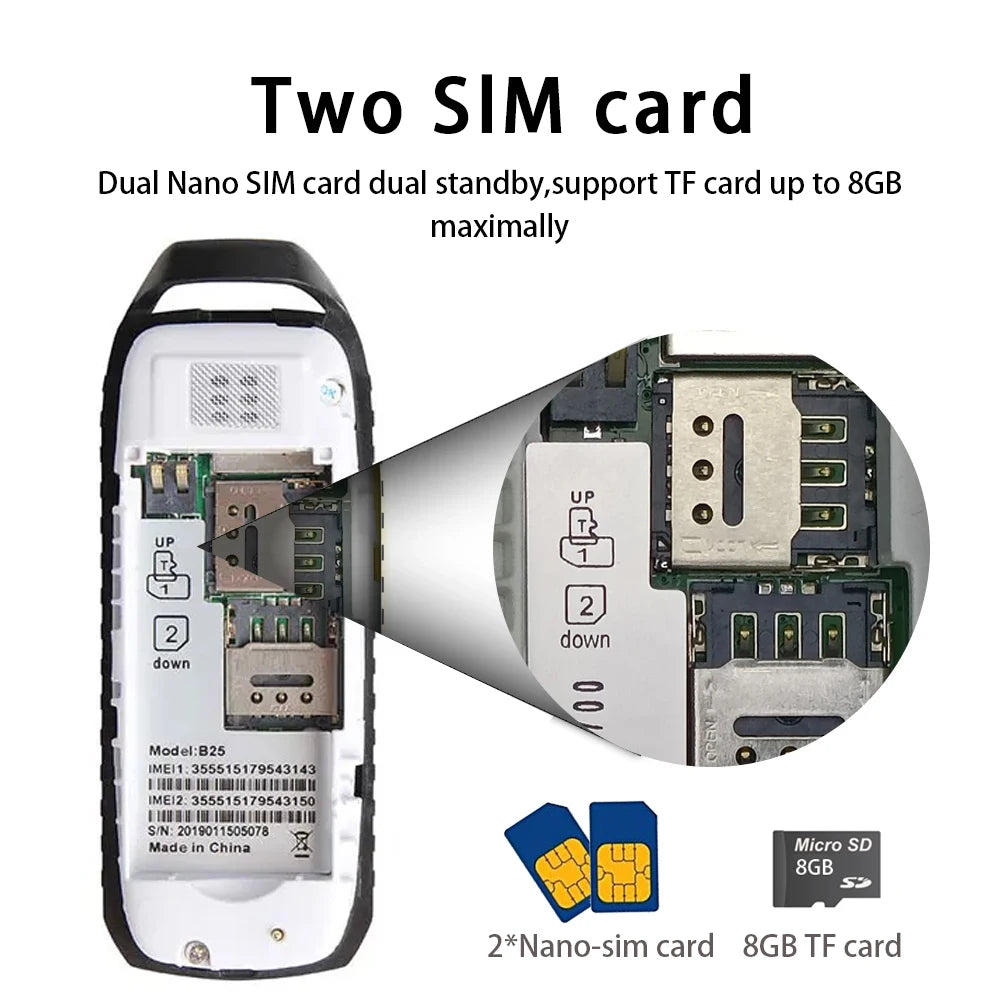 UNIWA Super Mini 0.66 Inch 2G Mobile Phone B25 Wireless Bluetooth Earphone hand free Headset Unlocked Cellphone Dual SIM Card