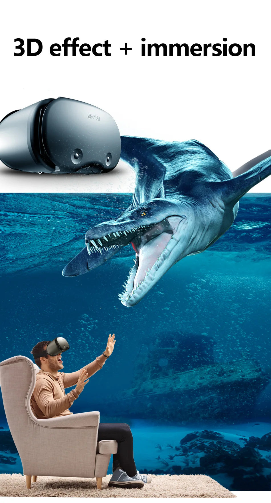 VR Headset for Smartphone 5-7 Inch - Immersive 3D Glasses X7/Y1 Series Tidesmit