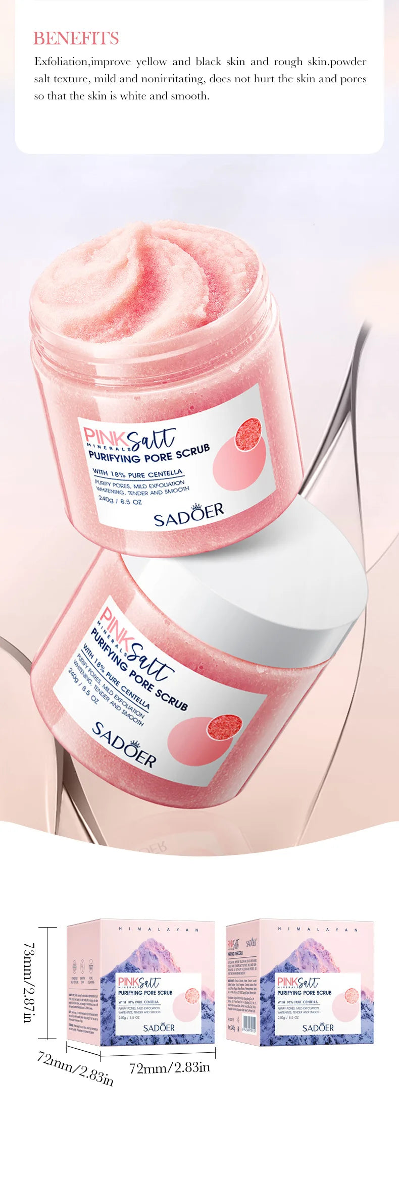 Himalayan Pink Salt Body Scrub – Natural Exfoliating Moisturizing Cream Scrubs Treatments Tidesmit