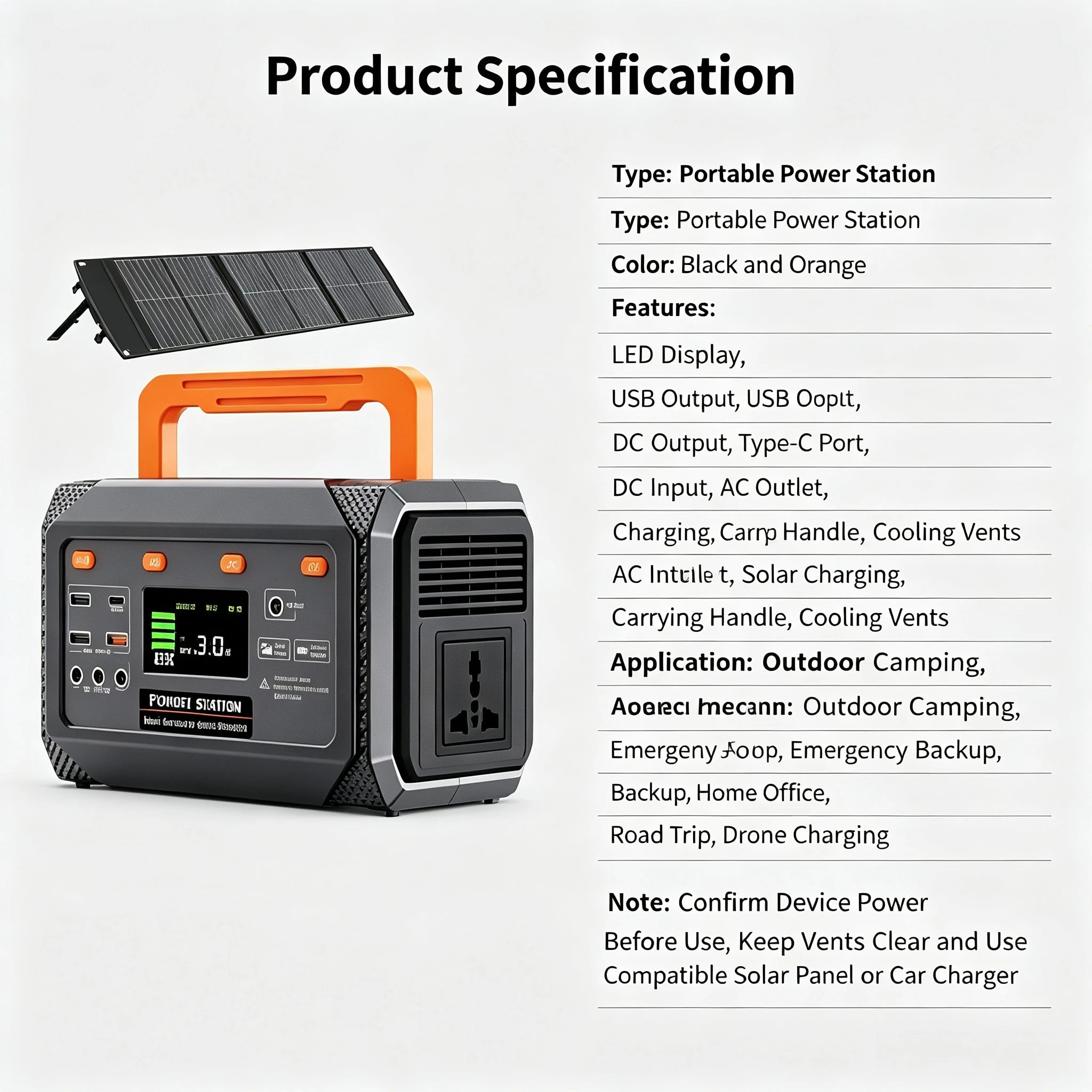 300W Portable Solar Energy Storage Power Station, Outdoor Mobile Photovoltaic Generator, 230V Output for Camping Travel Home Use