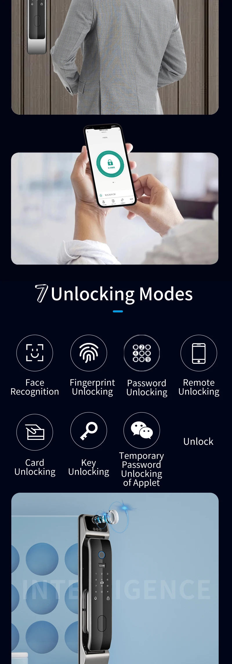 Tuya Smart 3D Face Door Lock Security Face & Camera Monitor Intelligent Fingerprint Password Biometric Electronic Key Unlock