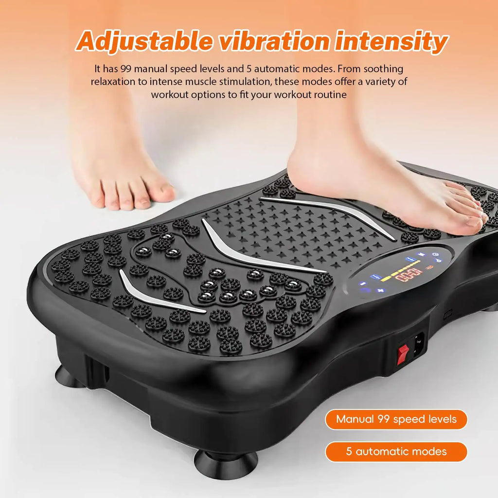 Tidesmit Vibration Plate Machine, 99 Speeds with Bluetooth Audio - Black Massage Cushion Tidesmit