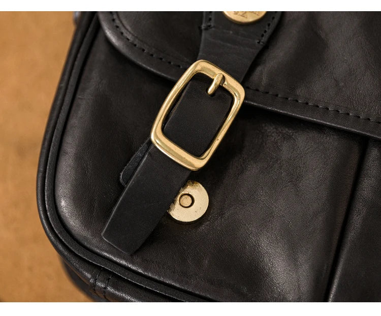 vintage designer handmade high-quality genuine leather men's messenger bag Outdoor casual cow leather work black shoulder bag