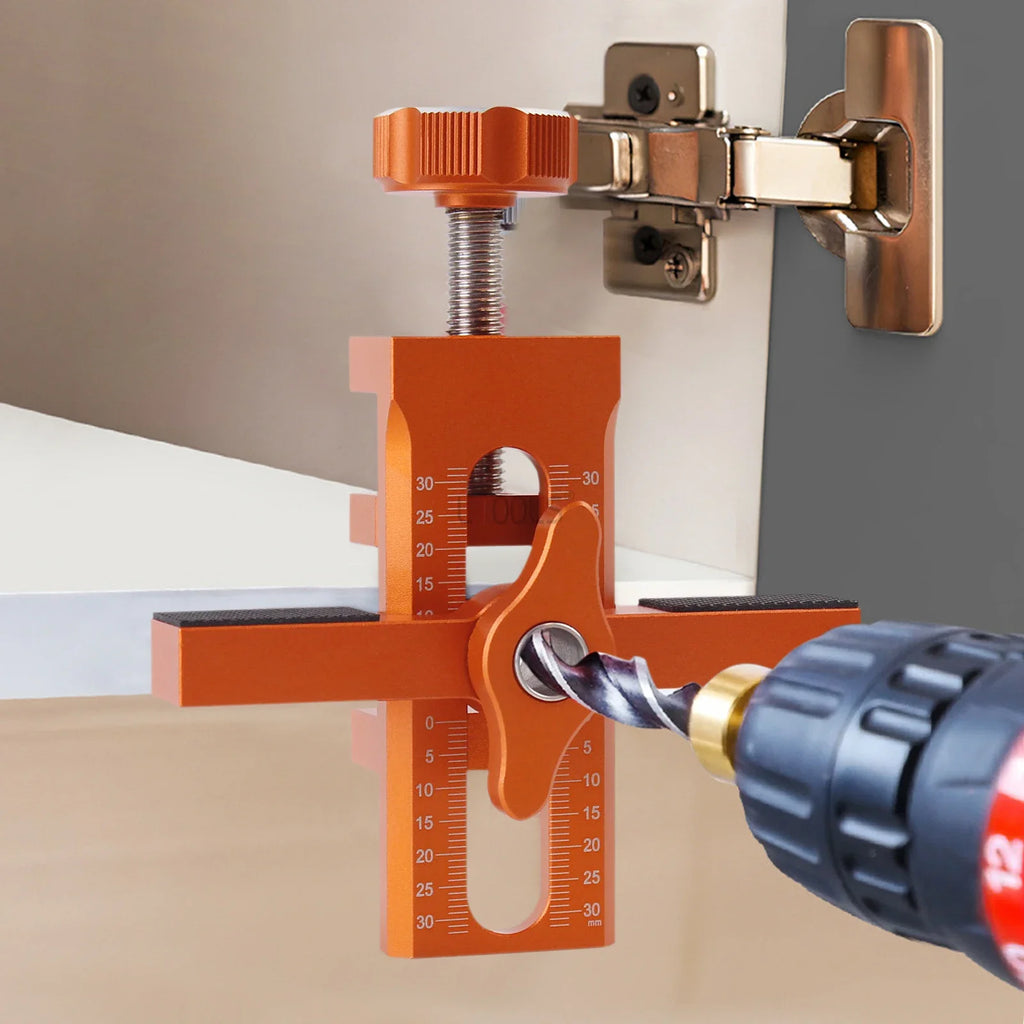 Adjustable Cabinet Door Mounting Jig Quick Positioning Hole Opening Tool Aluminum Alloy for Woodworking Installing Cabinets Tool