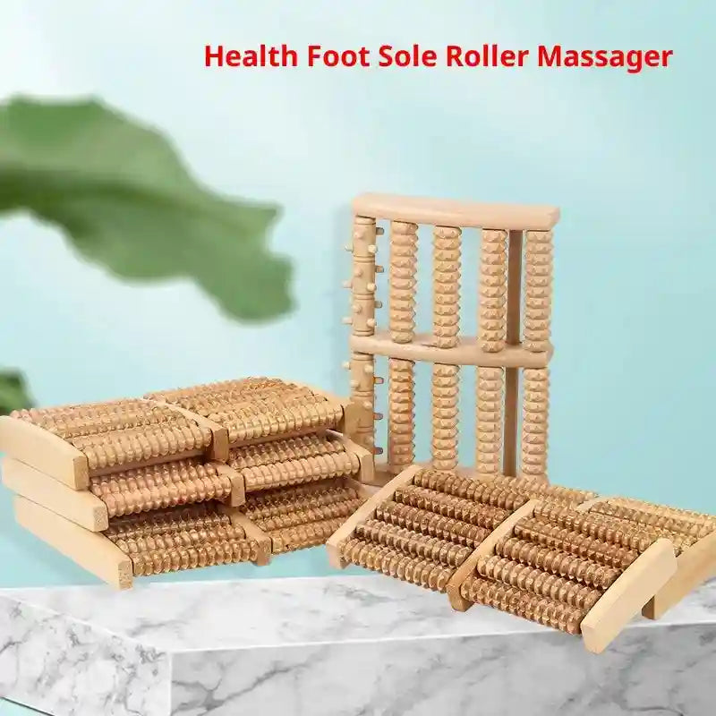 Wooden Foot Massager Roller for Reflexology and Home Stress Relief Relaxation Treatment Tidesmit