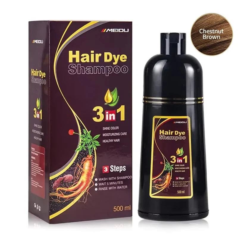 3-in-1 Black Hair Dye Shampoo Instant Hair Color Shampoo For Gray Hair Coverage Natural Herbal Permanent Hair Dye For Men Women